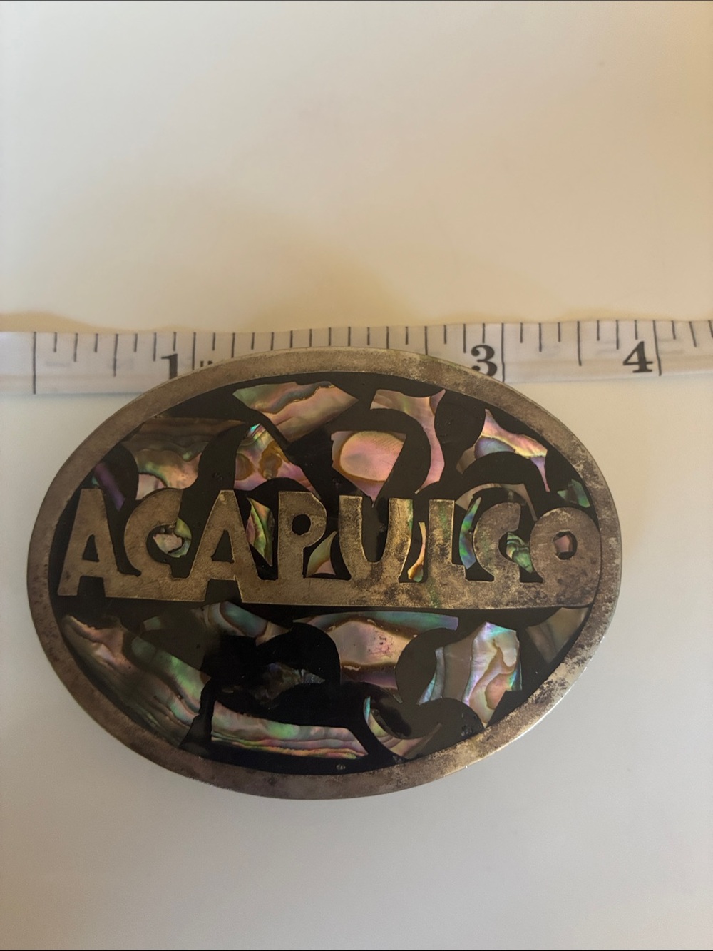 sterling silver abalone belt buckle